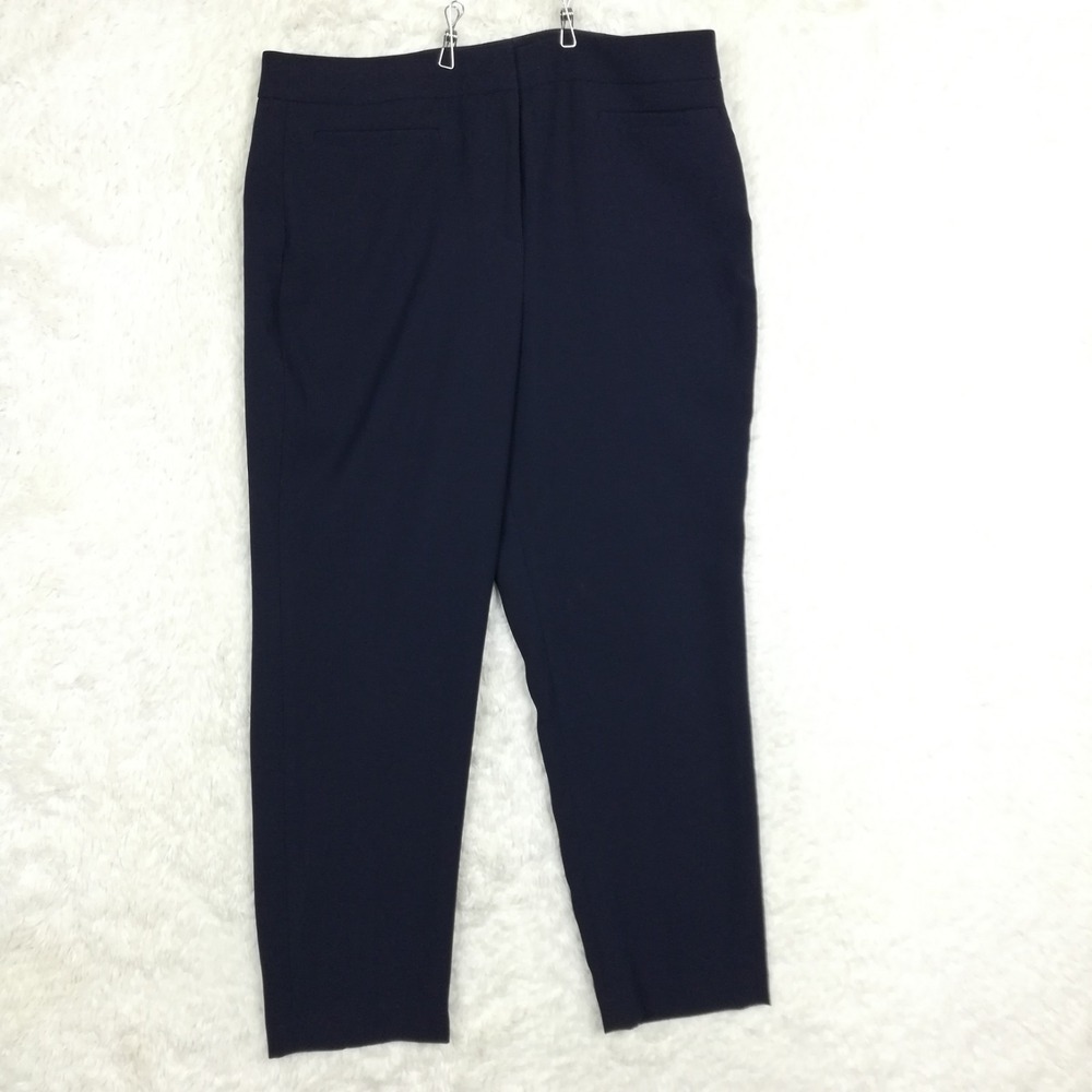J. Crew 365 Womens Pants Trouser Straight Leg Navy Blue Crepe High Rise‎ 12